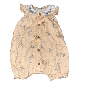 Disney Baby Girl's Peach Bambi Print Floral Embroidered Victorian Jumper 9-12M‎